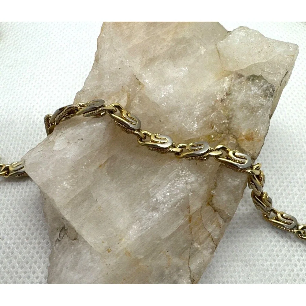 Vintage Monet Gold Tone Textured Link Chain 54'' Necklace Retro 80s‎ 90s Style